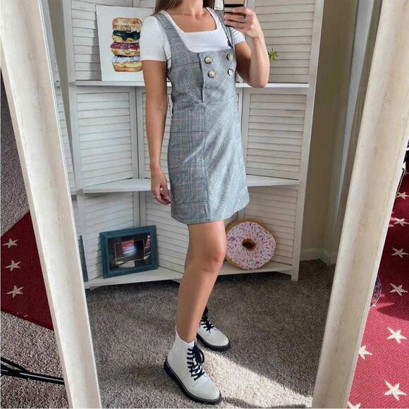 Free People Gray Plaid Mini Dress - Picture 3 of 13